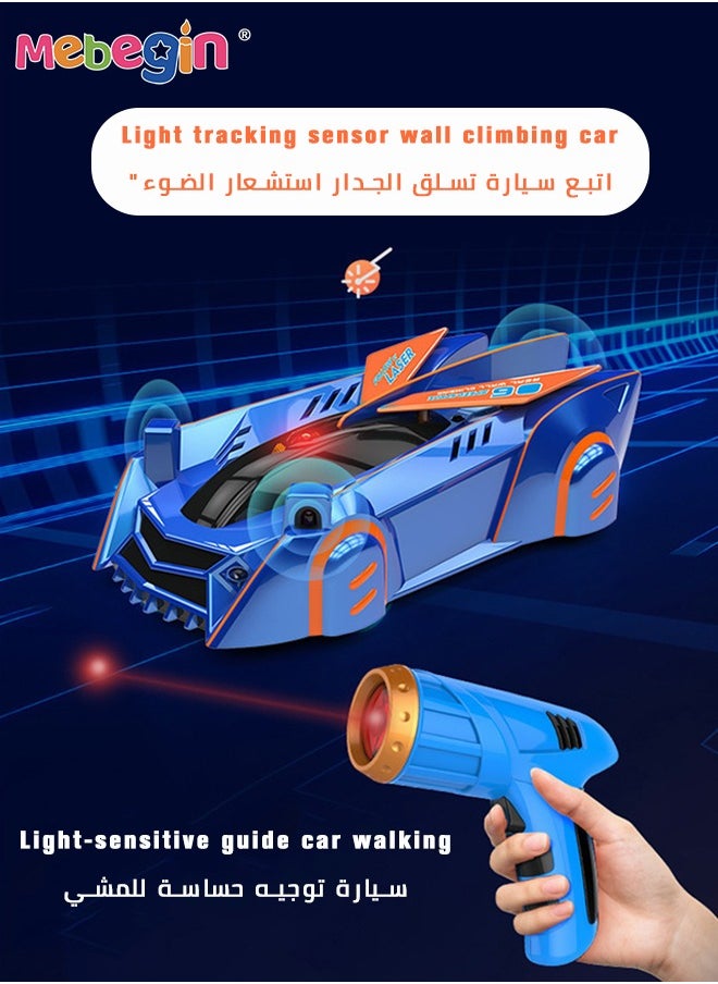 MEBEGIN - Rechargeable Wall Climbing Remote Control Car, 360° Rotating 3 Mode RC Stunt Car, Light-Guided Wall Racer Ceiling Climb Toy Car with Headlight Birthday Gifts for Boys Girls - Image 1