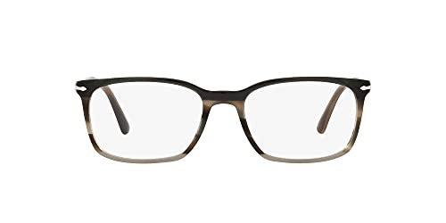 Persol PO3189V Rectangular Prescription Eyewear Frames, Striped Brown/Grey/Black/Demo Lens, 53 mm - Image 1