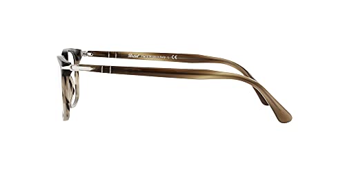 Persol PO3189V Rectangular Prescription Eyewear Frames, Striped Brown/Grey/Black/Demo Lens, 53 mm - Image 4