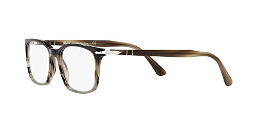 Persol PO3189V Rectangular Prescription Eyewear Frames, Striped Brown/Grey/Black/Demo Lens, 53 mm - Image 3