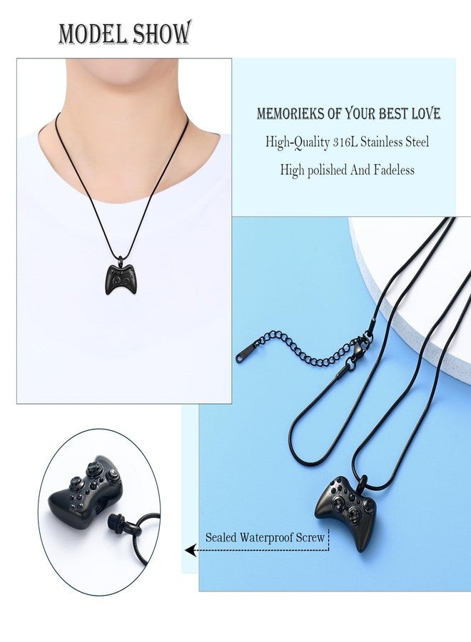 Hearbeingt Cremation Jewelry for Ashes Pendant Game Controller Urn Necklace Ashes Holder GamePad Keepsake Necklace for Men for Boy(Black) - Image 3