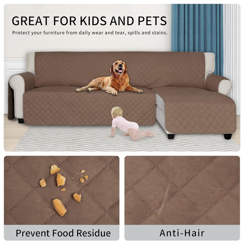 ISSUNTEX Sectional Couch Covers for Dogs, Reversible L Shaped Sofa Cover, Water Resistant Chaise Lounge Cover Furinture Protector for Kids Pets (Large, Brown/Brown ) - Image 4