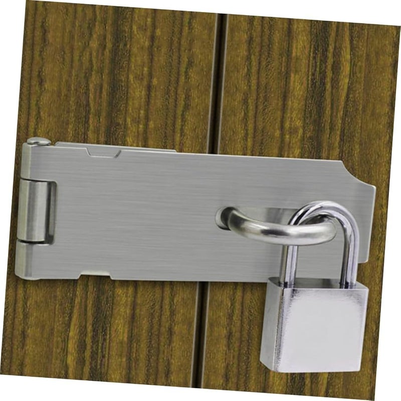 2Pcs Stainless Steel Door Latches Hasp Locks Heavy Duty Padlock Clasp for Shed Cabinet Security Doors - Image 4