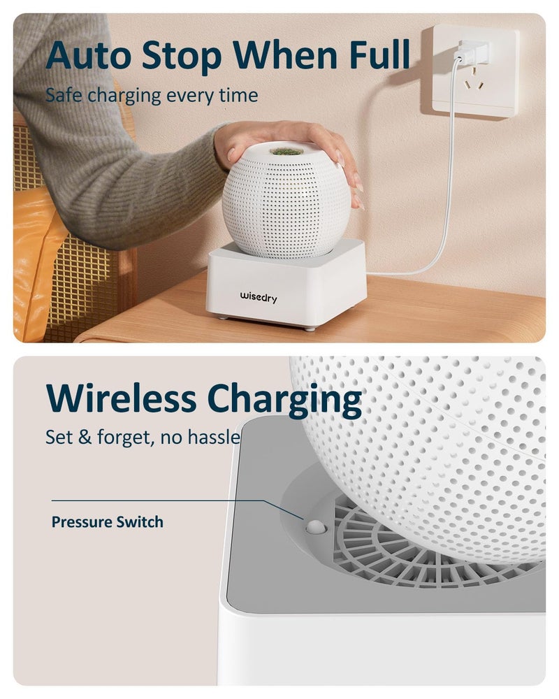 Wisedry 2 Hours Fast Rechargeable Mini Dehumidifier - Wireless Gun Safe Dehumidifier, Auto-Shutoff, Indicator Function (2 Dehumidifiers, White) - Image 3