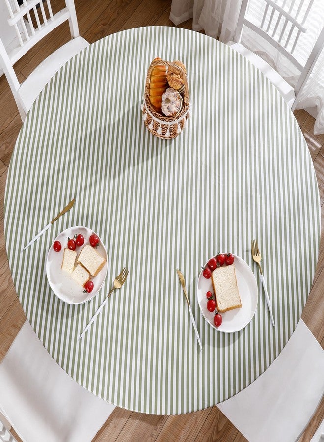 Walrus Round Vinyl Fitted Tablecloth with Flannel Backing Elastic Edge Design Table Cover Waterproof Oil-Proof PVC Table Cloth Stain-Resistant Best for 45"-56" Round - Image 1
