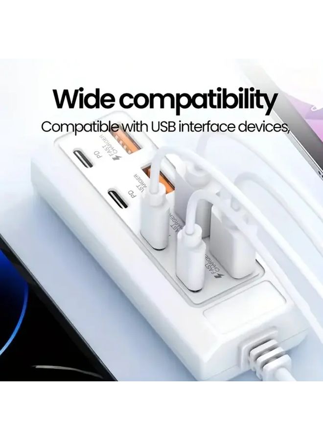 White 8 In 1 USB Charger With PD QC 3 0 Multi Port Adapter For Travel Office Home - Image 5