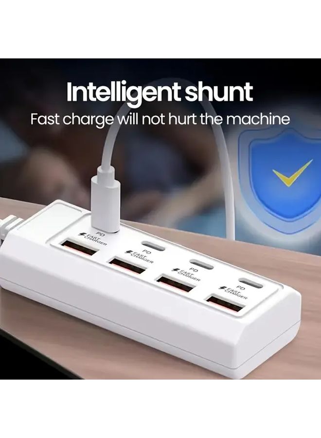 White 8 In 1 USB Charger With PD QC 3 0 Multi Port Adapter For Travel Office Home - Image 3