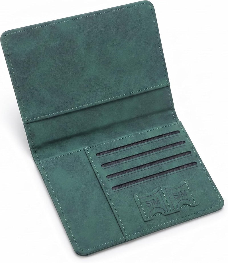 RFID Passport Holder Travel Wallet with Airplane Design (Olive Green) - Image 4