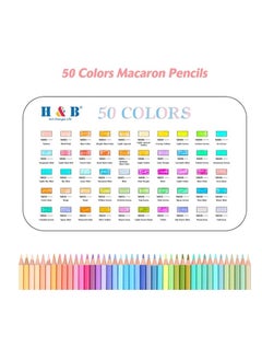 H&B H & B 50 Pastel Colored Pencils Set - Macaron Colors for Adult Coloring - Professional Oil-Based Art and Drawing Pencils for Sketching, Shading, and Artists  - Image 5