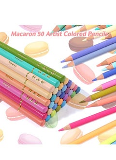 H&B H & B 50 Pastel Colored Pencils Set - Macaron Colors for Adult Coloring - Professional Oil-Based Art and Drawing Pencils for Sketching, Shading, and Artists  - Image 3