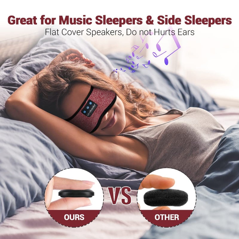LC-dolida Sleep Headphones Bluetooth Headband Sleeping Wireless Headband Headphones with Thin HD Stereo Speakers Perfect for Side Sleepers, Sport, Yoga, Travel - Image 2