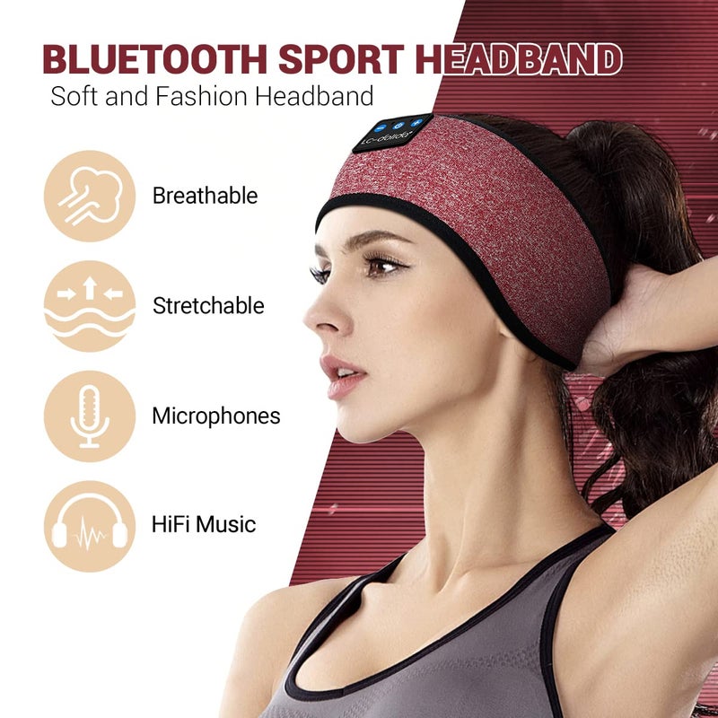 LC-dolida Sleep Headphones Bluetooth Headband Sleeping Wireless Headband Headphones with Thin HD Stereo Speakers Perfect for Side Sleepers, Sport, Yoga, Travel - Image 4