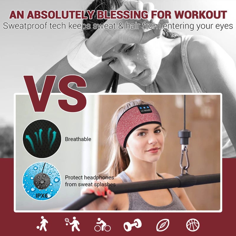 LC-dolida Sleep Headphones Bluetooth Headband Sleeping Wireless Headband Headphones with Thin HD Stereo Speakers Perfect for Side Sleepers, Sport, Yoga, Travel - Image 5