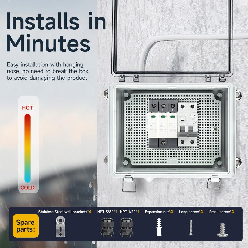 IGEYAPA Small Waterproof Electrical Junction Boxï¼ŒIP67 Waterproof Clear ABS Plastic Enclosure Boxes for Outdoor Garden with Hinged Cover, Mounting Plate, Wall Brackets, Cable Glands (8.7"x6.7"x4.3" Clear) - Image 5