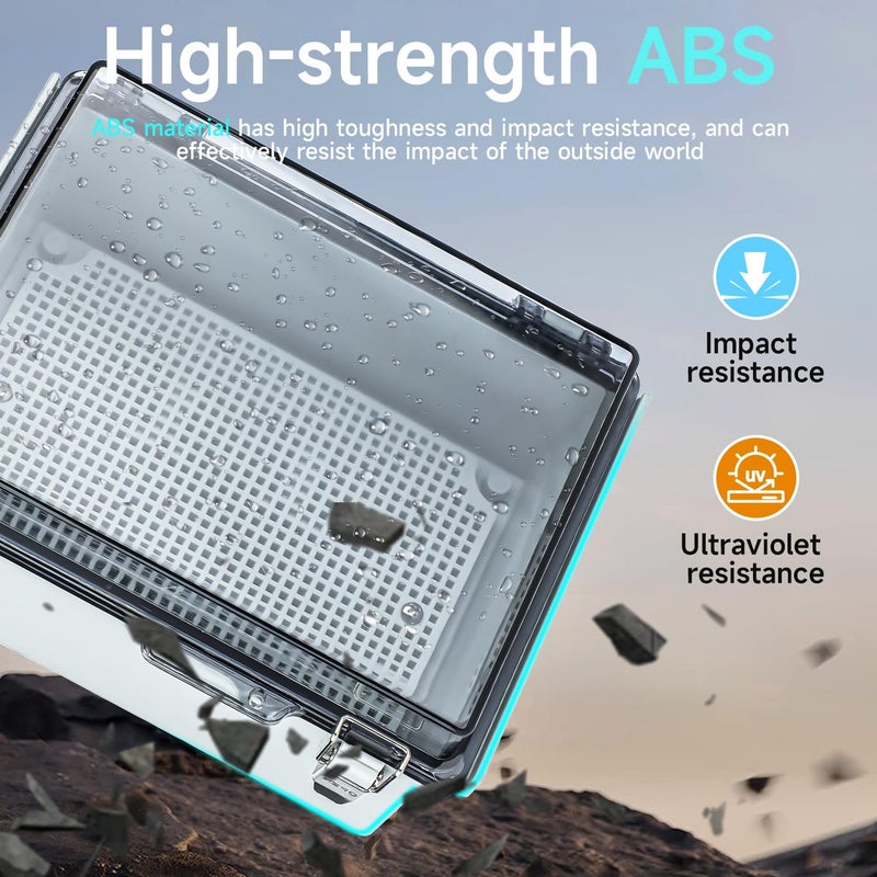 IGEYAPA Small Waterproof Electrical Junction Boxï¼ŒIP67 Waterproof Clear ABS Plastic Enclosure Boxes for Outdoor Garden with Hinged Cover, Mounting Plate, Wall Brackets, Cable Glands (8.7"x6.7"x4.3" Clear) - Image 3