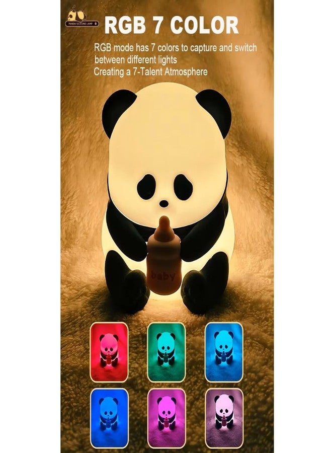 HUMAIZAR Silicone Goggle Panda Lamp Milk Bottle Night Lamp - Cute Soft LED Bedside Light for Kids Bedroom, Nursery, Christmas Gifts & Birthday Presents Boys Girls Gift - Image 3