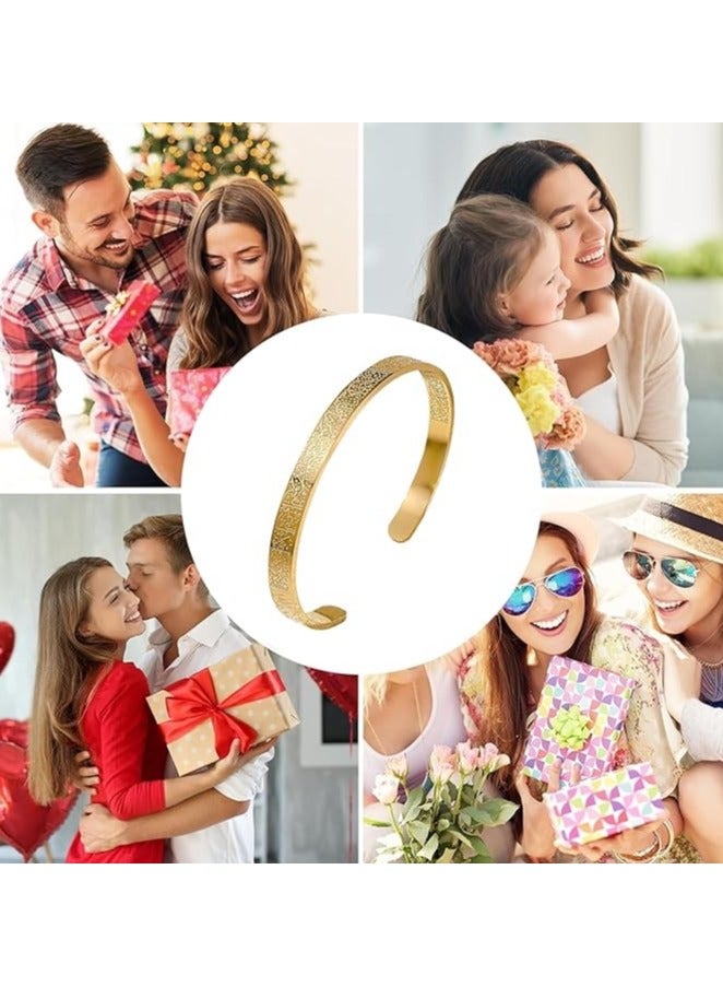 Ayatul Kursi Cuff Bracelet Stainless Steel Engraved Adjustable for Men  Women Fashion Vacuum Gold Plated - Image 5