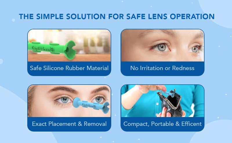 OptiWand OptiWand Pincher 2 Pack Portable Soft Contact Lens Removal & Insertion Tool - Silicone Rubber Eye Lens Inserter & Remover Device with Pincher End & Finger Grips - Safe & Easy to Use, Travel Size 2.3"  - Image 5