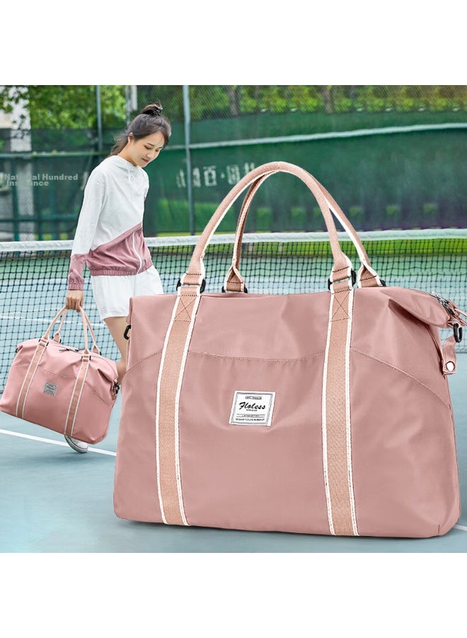 Landcase Women's Handbag, Large Capacity Sports Bag, Fitness Bag, Short-trip Travel Bag, 4095 Pink, Large Size - Image 1