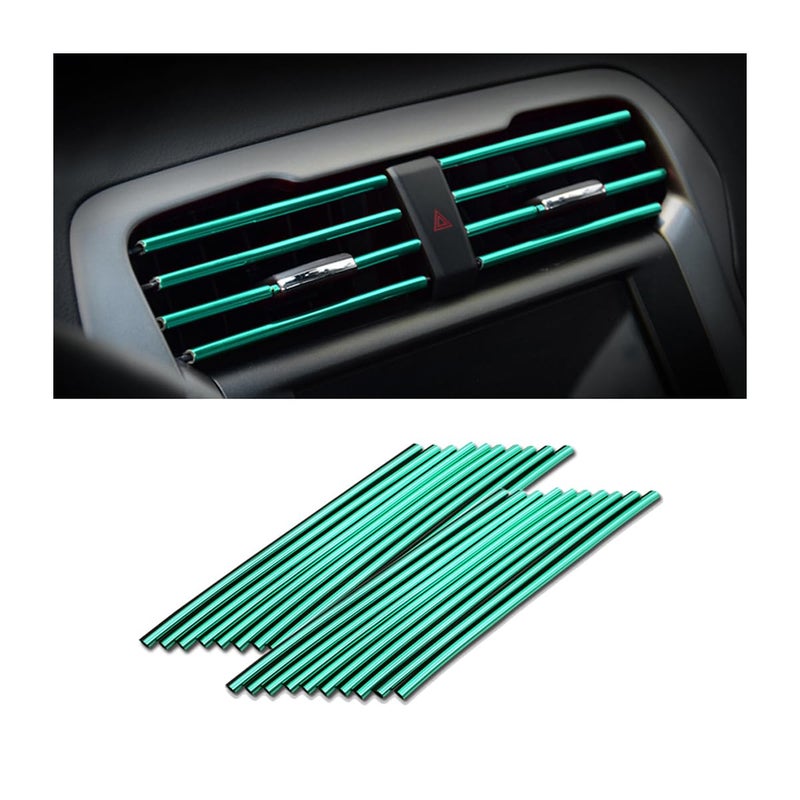 Osilly 20 Pcs Car Air Conditioner Outlet Decoration Strip, Decorative Trim for Auto Air Vent Outlet, Waterproof Automotive Interior Decors for Men Women, Universal for Most Vehicles (Green) - Image 1