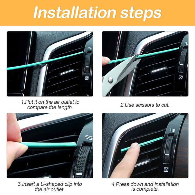 Osilly 20 Pcs Car Air Conditioner Outlet Decoration Strip, Decorative Trim for Auto Air Vent Outlet, Waterproof Automotive Interior Decors for Men Women, Universal for Most Vehicles (Green) - Image 4