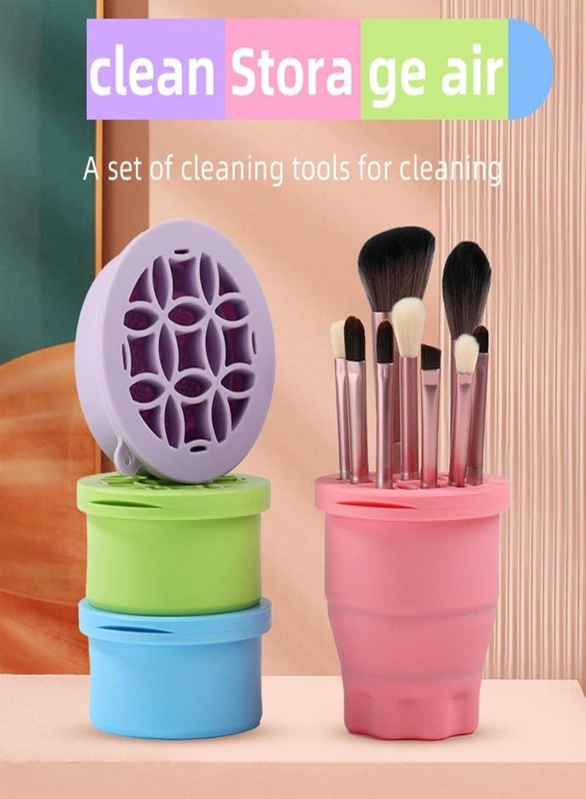 HAV CREATION 2-in-1 Makeup Brush Cleaner Mat with Storage Holder - Portable Folding Silicone Brush Cleaning Pad & Drying Rack Organizer for Cosmetic Brushes - Image 5