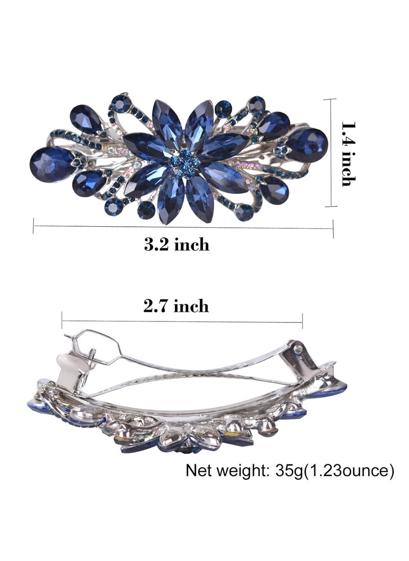 Sankuwen Flower Luxury Jewelry Design Hairpin Rhinestone Hair Barrette Clip,Also Perfect Mother's Day Gifts for Mom(Dark Blue)  - Image 4