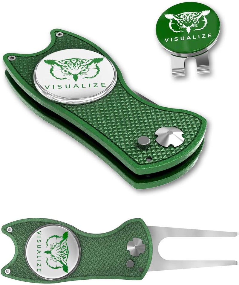 VISUALIZE Store Elite Switchblade Golf Divot Repair Tool Set with Ball Marker - Sturdy Anodized Aluminum - Perfect Golf Accessory Gift - Image 1