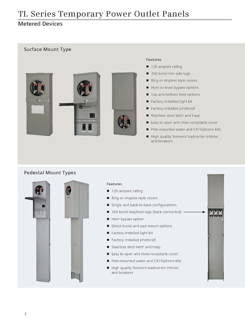 Siemens TL137US Talon Temporary Power Outlet Panel by with a 20 30 and 50Amp Receptacle Installed Unmetered - Image 4