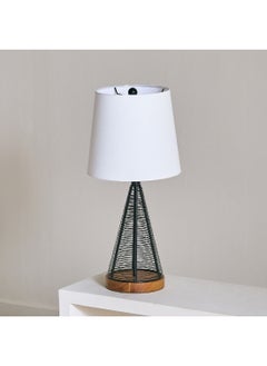 Aron Metal and Wooden Table Lamp with Fabric Shade 26 x 53 x 26 cm