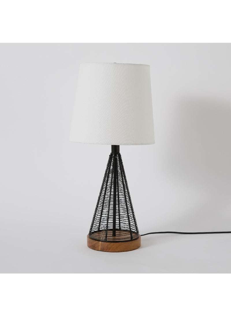 Home Box - Aron Metal and Wooden Table Lamp with Fabric Shade 26 x 53 x 26 cm - Image 1