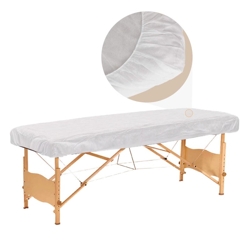 Tvvcalk 30PCS Disposable Fitted Massage Table Sheets Heavy Duty Elastic Disposable Bed Cover Breathable Disposable Fitted Sheets for Spa White Non Woven Fabric 36 x 85 Inch