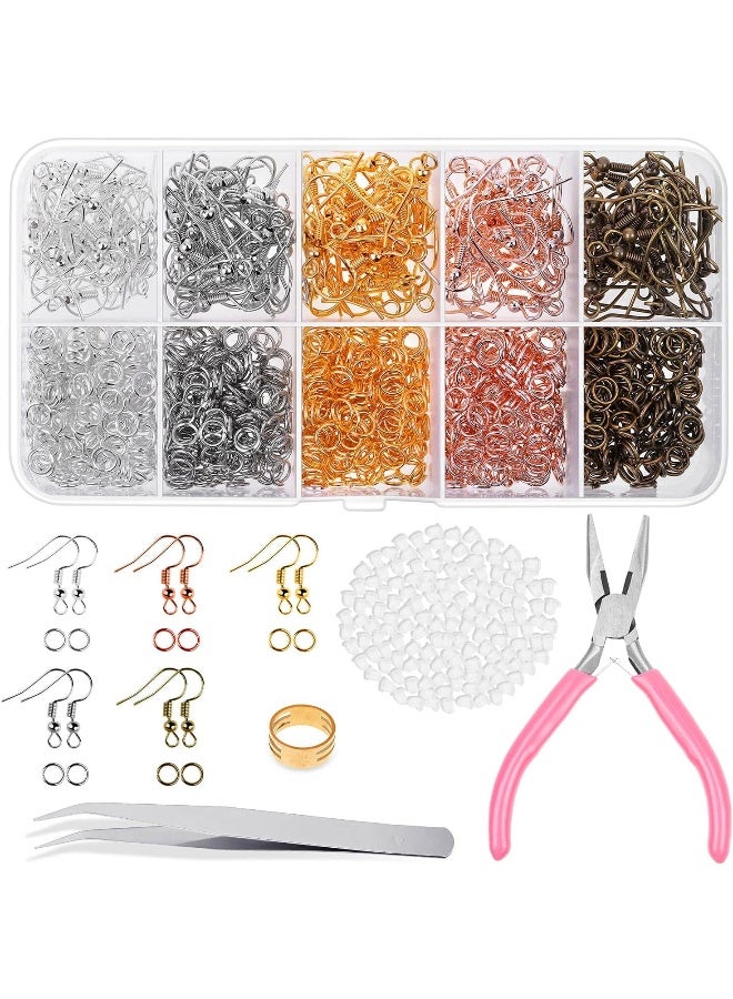 Audab Earring Hooks, Audab 1400pcs Making Kit with 200pcs Ear Ring 1000pcs Jump Rings, Backs and Jewelry Pliers for Supplies Findings - Image 1