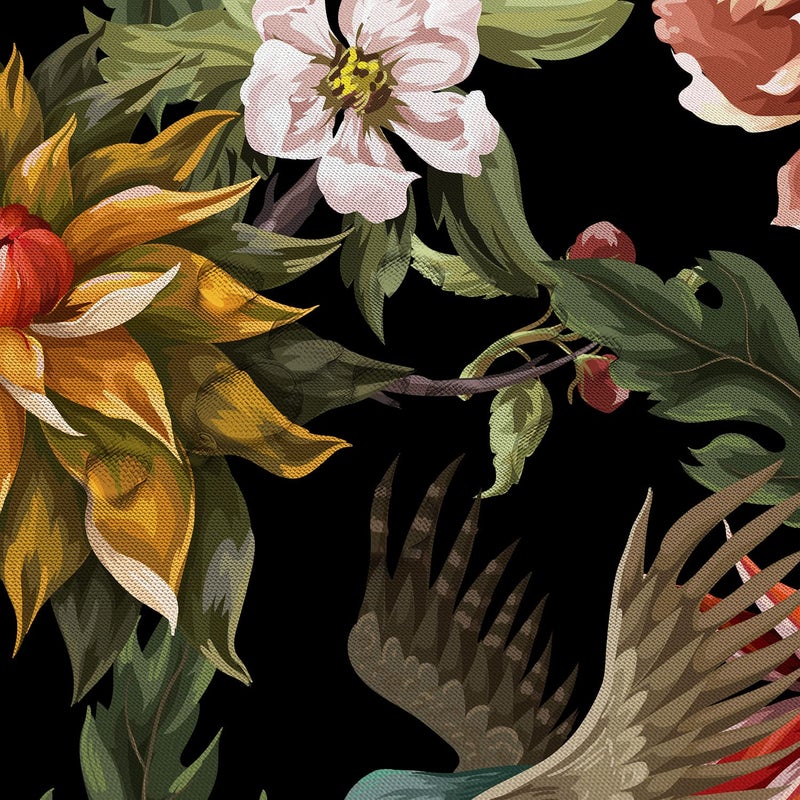 GOAOK Black Boho Floral Shower Curtain, Bright Abstract Bohemian Tropical Leaves Plant Flower Botanical Bird Shower Curtain Set, Modern Aesthetic Boho Chic Fabric Shower Curtain 12 Pack Hooks, 72X72 - Image 5