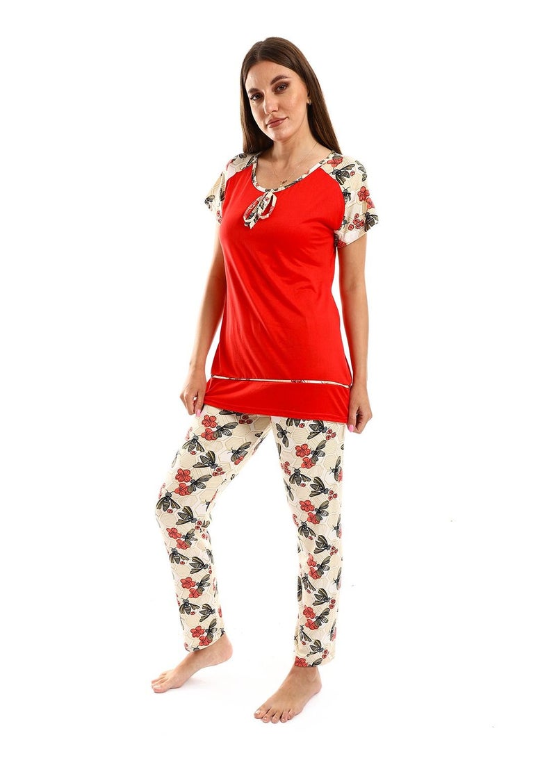 Caesar Women Pajama Set With Pants With Half Sleeves  - Image 2