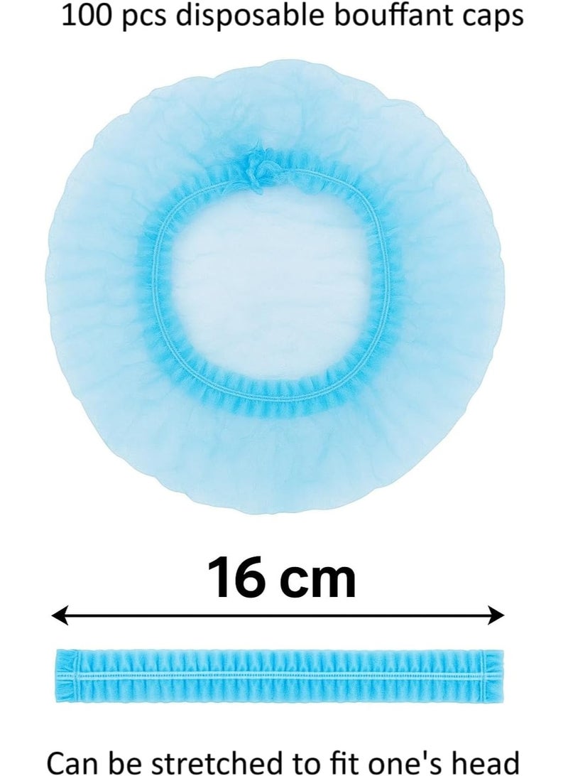 Disposable Hair Net Cap Elastic Non-Woven Bouffant Breathable Comfortable Dustproof Head Cover Stretchable Free Size for Hospitals Labs Kitchen Cosmetic Industries Use (100pcs – Blue) - Image 2