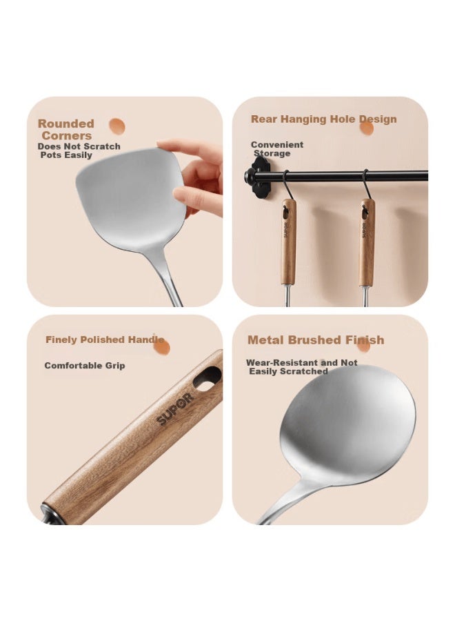 Supor Wutong Wood And 316l Stainless Steel High-temperature Resistant Cooking Spoon Large Iron Wok Soup Ladle - Image 2