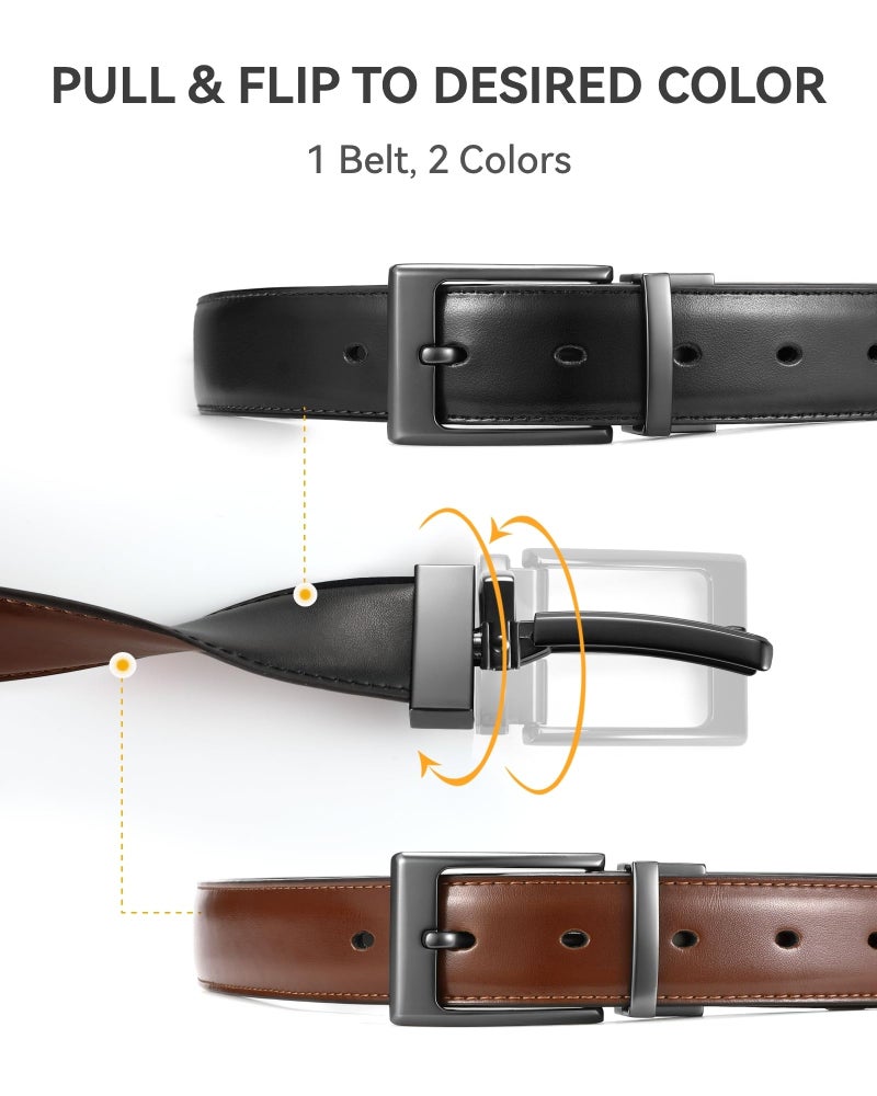 CHAOREN Boys Belt, Most Size Kids 1 1/4" Dress Reversible Belt for Youth - One Leather Belt Two Style - Image 3