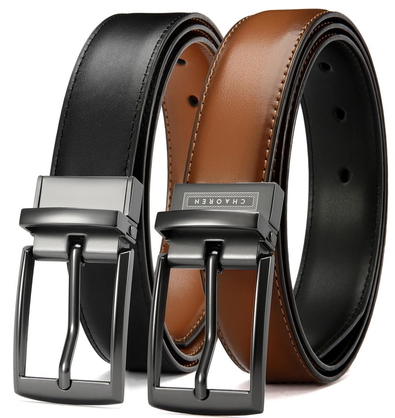 CHAOREN Boys Belt, Most Size Kids 1 1/4" Dress Reversible Belt for Youth - One Leather Belt Two Style - Image 1