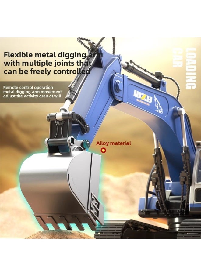 Generic Alloy Children's Remote Control Car Excavator Toy Car Boy Electric Excavator Engineering Car Excavator A Generation Of Hair-Color:6-way-yellow-metal Bucket [color Box]-Scale:Crazy [4 Body Batteries] + Remote Control Batteries  - Image 4