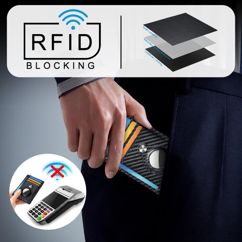 Hawanik Slim Minimalist Front Pocket Air Tag Wallet, RFID Blocking Card Holder Wallet with Airtag Holder - Image 5