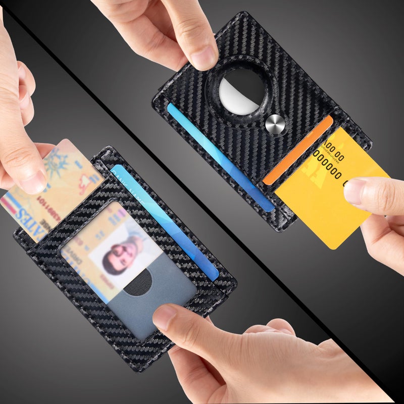 Hawanik Slim Minimalist Front Pocket Air Tag Wallet, RFID Blocking Card Holder Wallet with Airtag Holder - Image 2