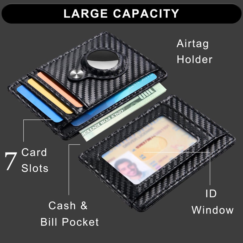 Hawanik Slim Minimalist Front Pocket Air Tag Wallet, RFID Blocking Card Holder Wallet with Airtag Holder - Image 3