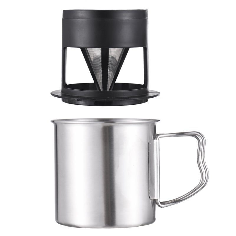 Camping Coffee Mug: 304 Stainless Steel Foldable Handle Light Weight - Versatile Multifunctional Coffee Filter Mug for Camping, Hiking Outdoor Adventures, Home Kitchen - Image 1