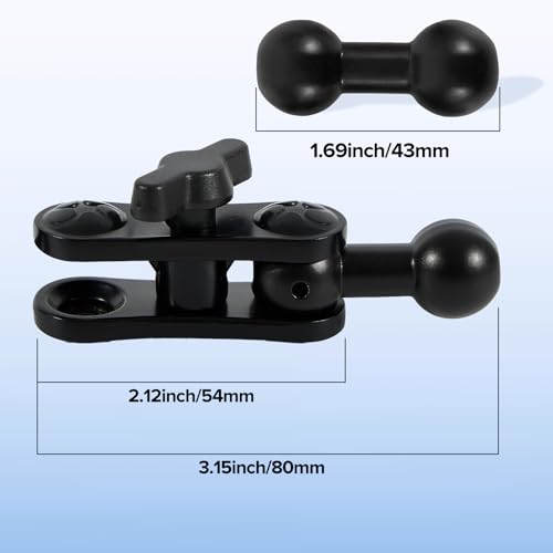 Cadbibe Aluminum 17mm/0.67" Ball Mount Extension Adapter, 360° Rotation Extension Rod for Car Phone Holder, Compatible with GPS Mount, 2.12 Inch Double Socket Arm with 1.69 Inch Ball Adapter, Black - Image 4