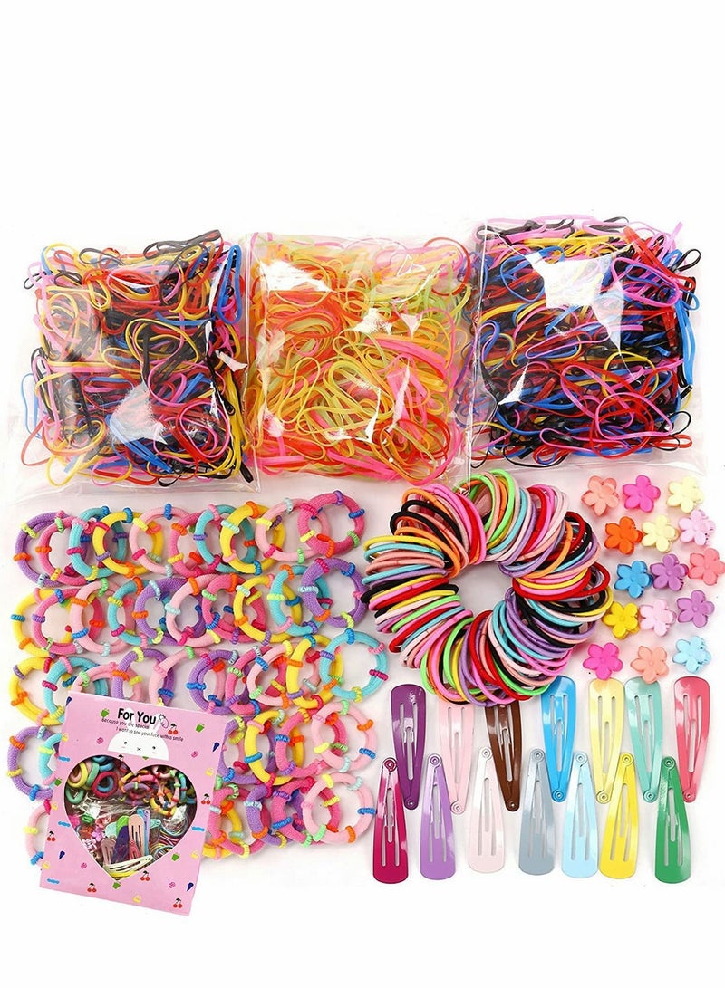 الأزرق جي دبليو Girls Hair Ties, 780 PCS Girl Accessories Set, Elastic Hairbands Small, Slip Metal Snap Clips Barrettes for Kids Teens Women, Pink, Birthday Gifts - Image 2