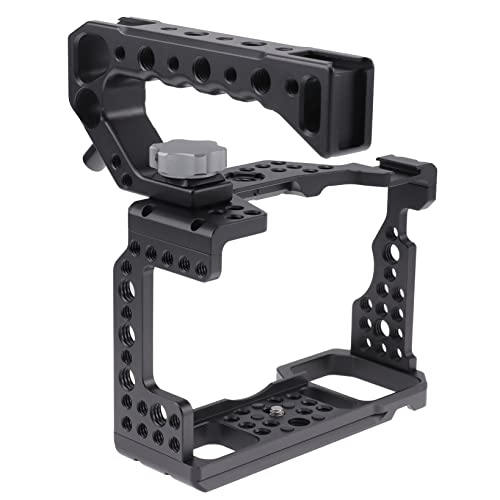 Hersmay A7III Cage with Top Handle, A9 Camera Cage for Sony A7III / A7RIII /A9 /A7II Mirrorless Camera, Multiple 1/4" 3/8" Screw Holes for Vlogging Video Shooting Filmmaking Rig - Image 2