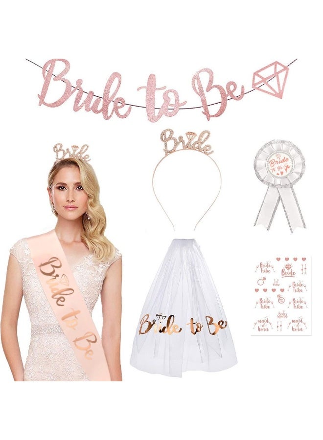 JAYATO طقم زينة حفلات للسيدات العازبات مكون من 6 قطع حزام زفاف وطرحة وإكسسوارات رأس وز gloves وتاج وسوار - Image 2