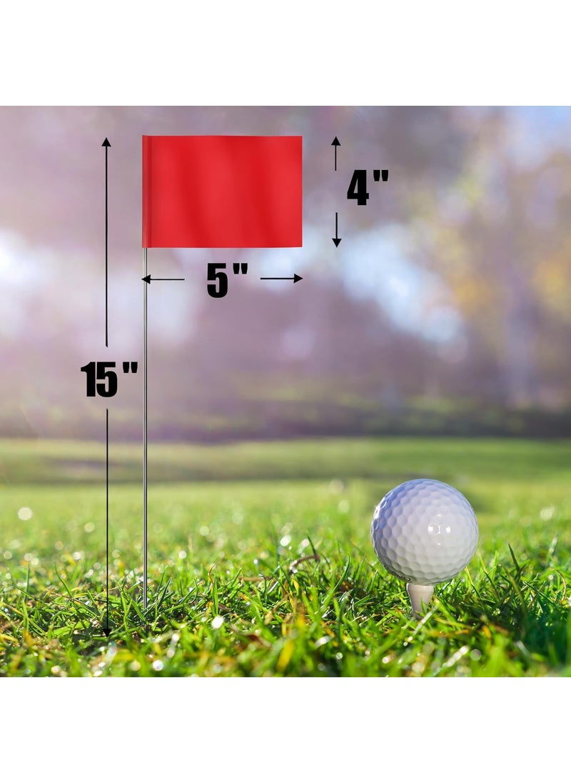 Anley Anley Red Marking Flags 100 Pcs  4 X 5 Vinyl Irrigation Sprinkler Flag with 15 Inch Steel Wire Stake  Small Marker Flags for Lawn Yard Industrial Landscaping Construction and Survey  - Image 2