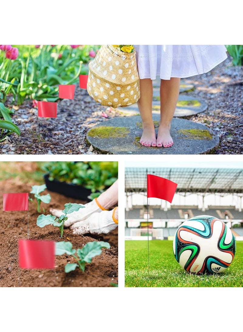Anley Anley Red Marking Flags 100 Pcs  4 X 5 Vinyl Irrigation Sprinkler Flag with 15 Inch Steel Wire Stake  Small Marker Flags for Lawn Yard Industrial Landscaping Construction and Survey  - Image 5